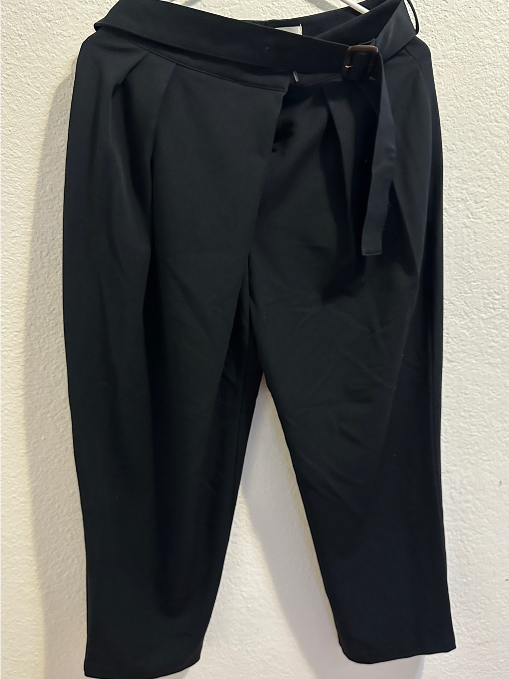 OAK + FORT Black Pleated High-Waist Dress Pants with Waist Tie EXCELLENT cond.